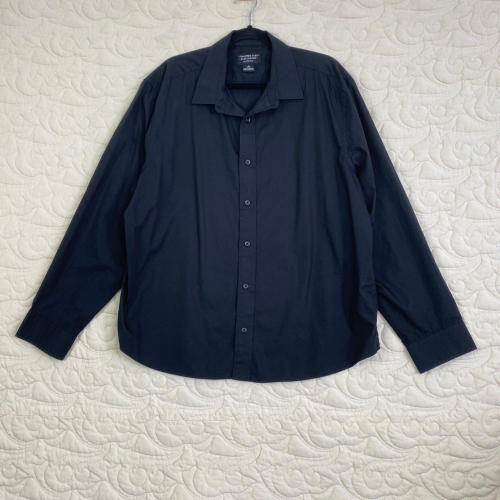 Haggar Tailored Flex Mens XL Black Long Sleeve Button Down Shirt